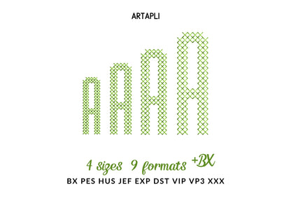 Cross Stitch Narrow Font machine embroidery designs Alphabet Monogram letters numbers punctuation Block style Font sizes 1.6 up to 2.4 inch