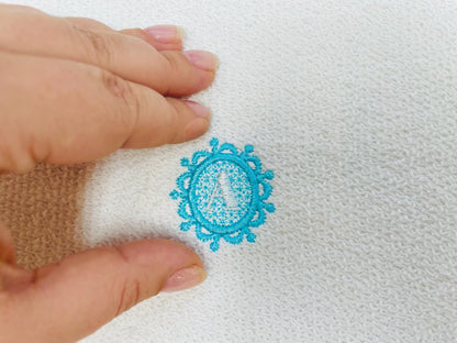 MIni 1.5 inch Embossed terry towel lace monogram SET letters A-Z oval lacy circle machine embroidery designs wedding girl birthday gift idea