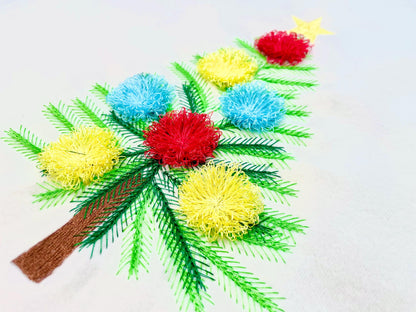 Fringed Fluffy Christmas Tree With Pompom Garland Machine Embroidery Designs Kids Fringe Fur Chenille Spruce Pine Tree Sizes 5 up to 9 Inch - Etsy
