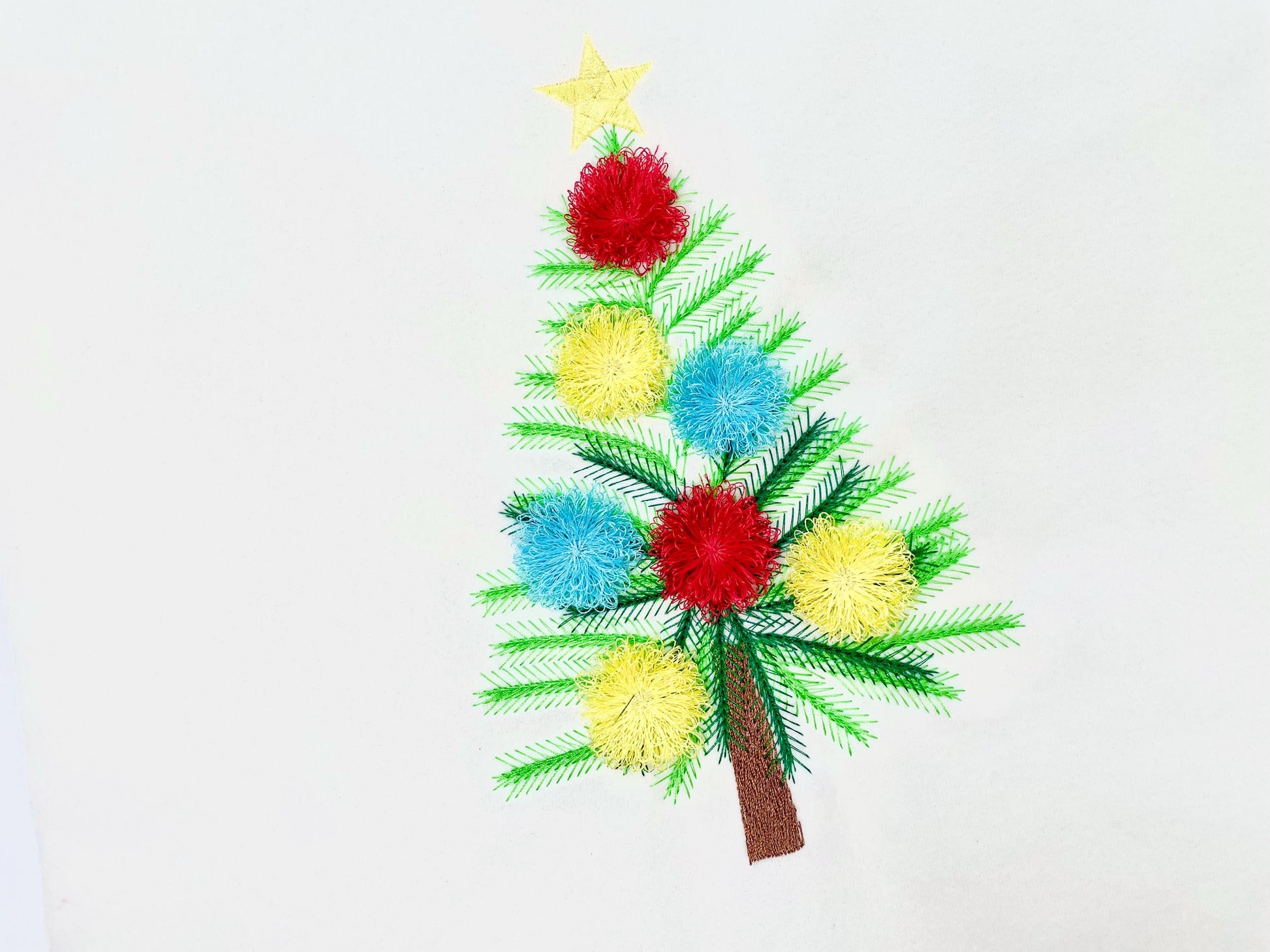 Fringed Fluffy Christmas Tree With Pompom Garland Machine Embroidery Designs Kids Fringe Fur Chenille Spruce Pine Tree Sizes 5 up to 9 Inch - Etsy