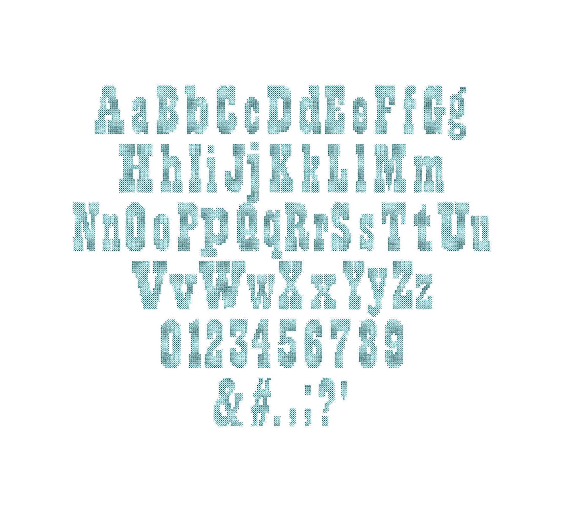 Cross Stitch Bold Font machine embroidery designs Block style Alphabet Monogram letters numbers punctuation sizes 2 up to 3.5 inch