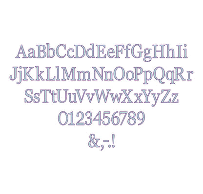 Block FONT Fill Stitch and Bean Outline Alphabet Monogram letters numbers punctuation machine embroidery designs sizes 1.3 up to 3.4 inch BX