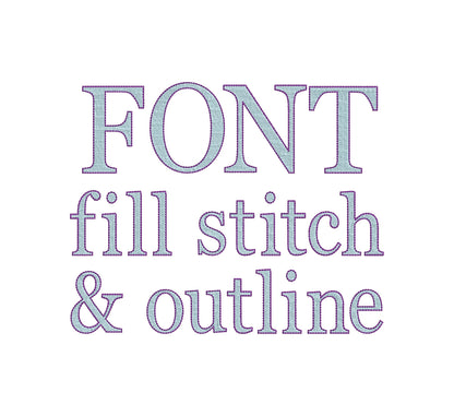 Block FONT Fill Stitch and Bean Outline Alphabet Monogram letters numbers punctuation machine embroidery designs sizes 1.3 up to 3.4 inch BX