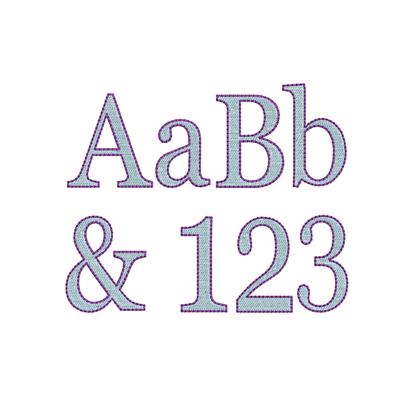 Block FONT Fill Stitch and Bean Outline Alphabet Monogram letters numbers punctuation machine embroidery designs sizes 1.3 up to 3.4 inch BX