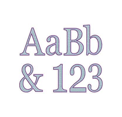 Block FONT Fill Stitch and Bean Outline Alphabet Monogram letters numbers punctuation machine embroidery designs sizes 1.3 up to 3.4 inch BX