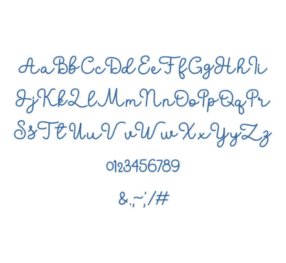 Extra Bold Tiny Chain FONT Bubbly machine embroidery designs mini sizes for kids baby names handwritten script alphabet