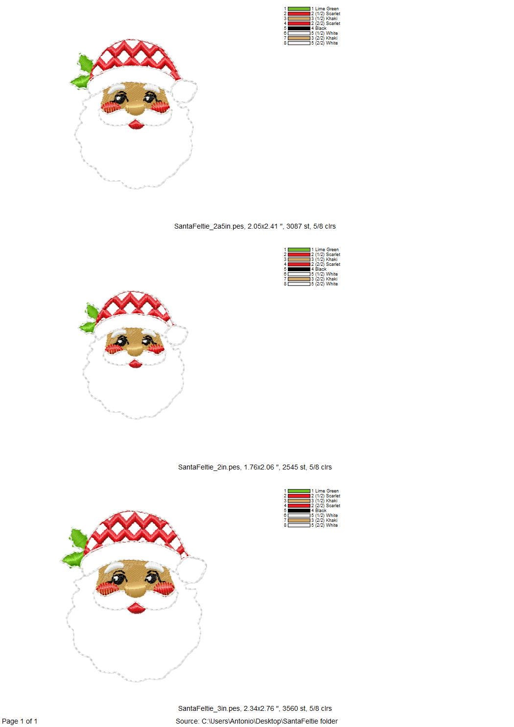 Christmas Santa feltie machine embroidery designs felt feltie simply in the hoop ITH project Christmas tree ornament stocking accent tag