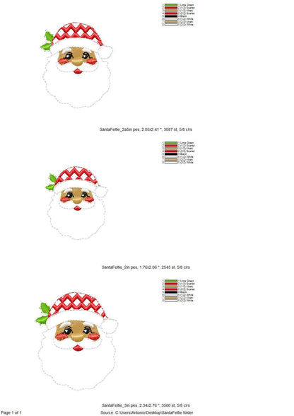 Christmas Santa feltie machine embroidery designs felt feltie simply in the hoop ITH project Christmas tree ornament stocking accent tag