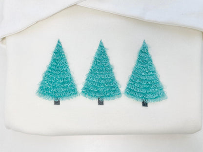 Fringed Fluffy Christmas Tree Simply Trio Three in Row Woodland Fringe Fur Chenille Pine Tree Machine Embroidery Designs Sizes 7 and 8 Inch - Etsy
