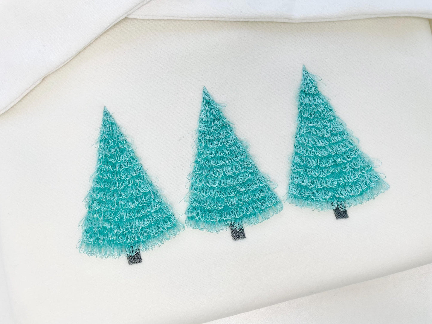 Fringed Fluffy Christmas Tree Simply Trio Three in Row Woodland Fringe Fur Chenille Pine Tree Machine Embroidery Designs Sizes 7 and 8 Inch - Etsy