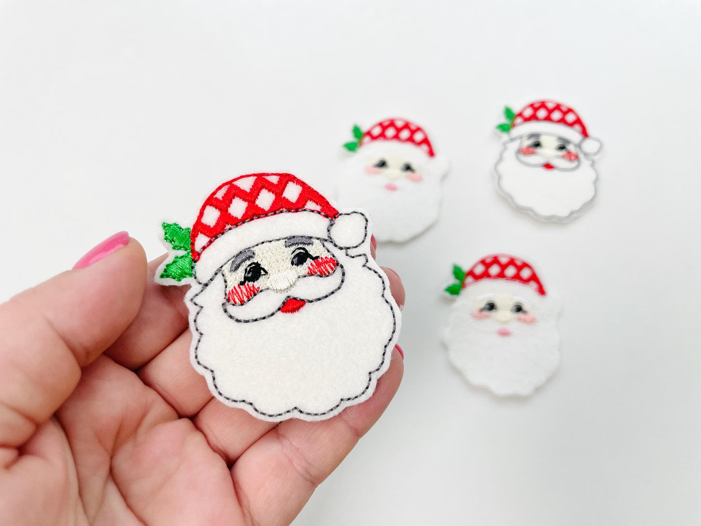 Christmas Santa feltie machine embroidery designs felt feltie simply in the hoop ITH project Christmas tree ornament stocking accent tag