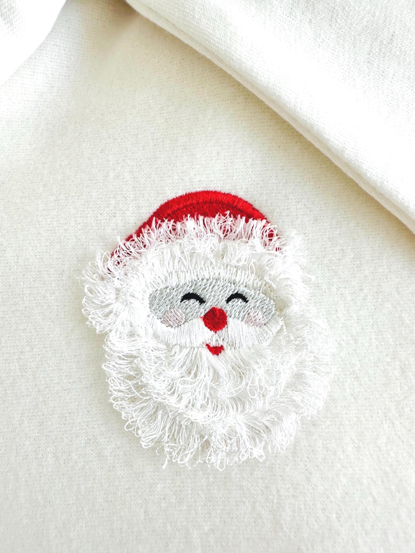 Fringed Fluffy Beard Santa Claus Face Christmas Theme Santa Machine Embroidery Designs Fur Fuzzy Chenille Design Mini Sizes