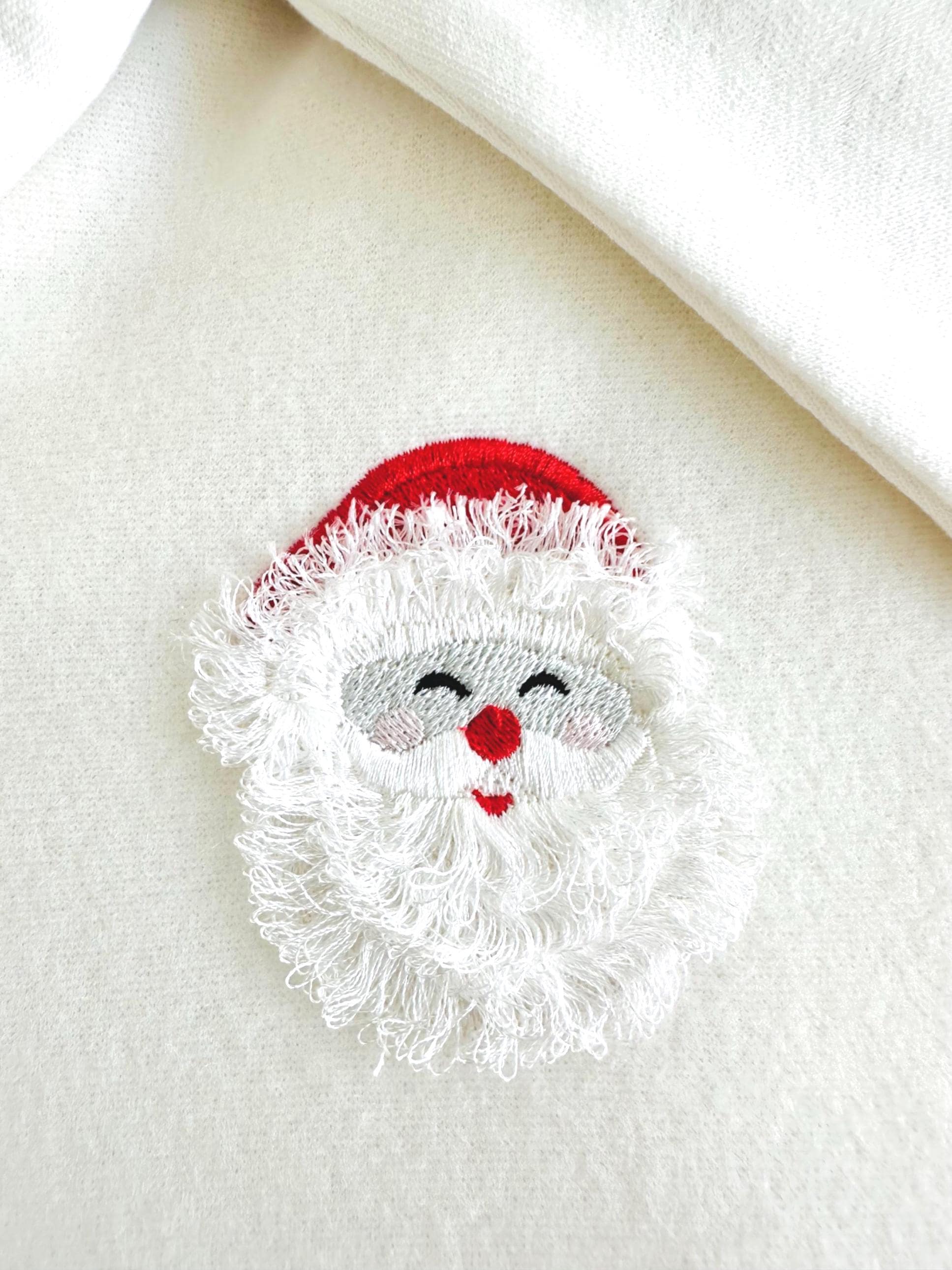 Fringed Fluffy Beard Santa Claus Face Christmas Theme Santa Machine Embroidery Designs Fur Fuzzy Chenille Design Mini Sizes