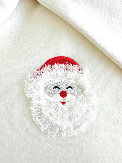 Fringed Fluffy Beard Santa Claus Face Christmas Theme Santa Machine Embroidery Designs Fur Fuzzy Chenille Design Mini Sizes