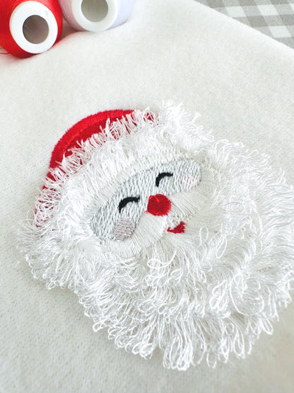 Fringed Fluffy Beard Santa Claus Face Christmas Theme Santa Machine Embroidery Designs Fur Fuzzy Chenille Design Mini Sizes