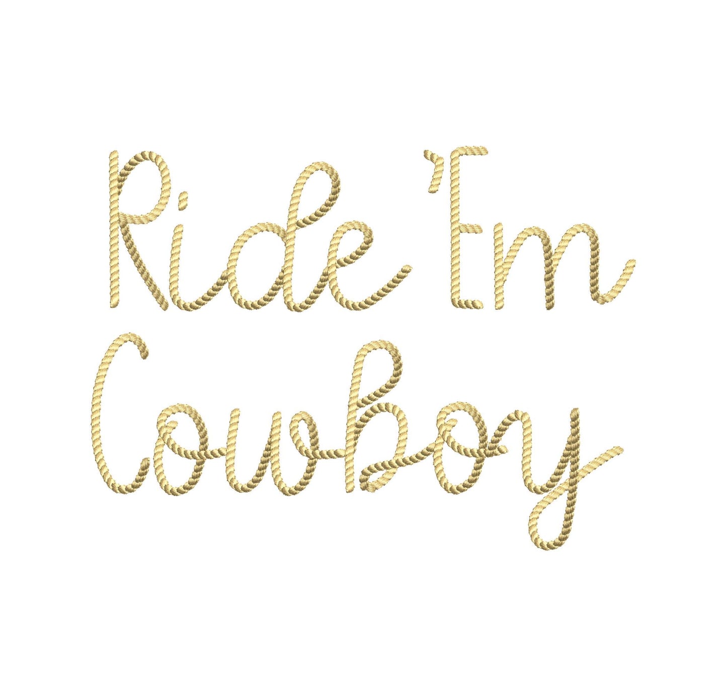 Mini Rope stitch FONT rope textured Alphabet Monogram Machine Embroidery Designs handwritten Cowboy