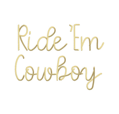 Mini Rope stitch FONT rope textured Alphabet Monogram Machine Embroidery Designs handwritten Cowboy