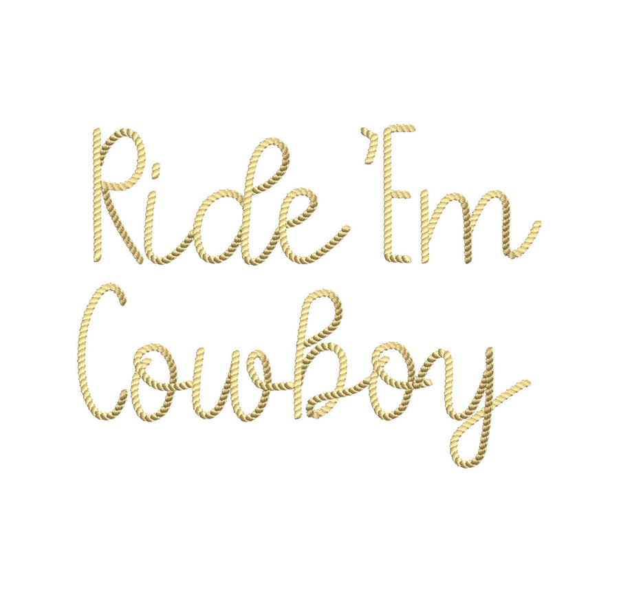 Mini Rope stitch FONT rope textured Alphabet Monogram Machine Embroidery Designs handwritten Cowboy