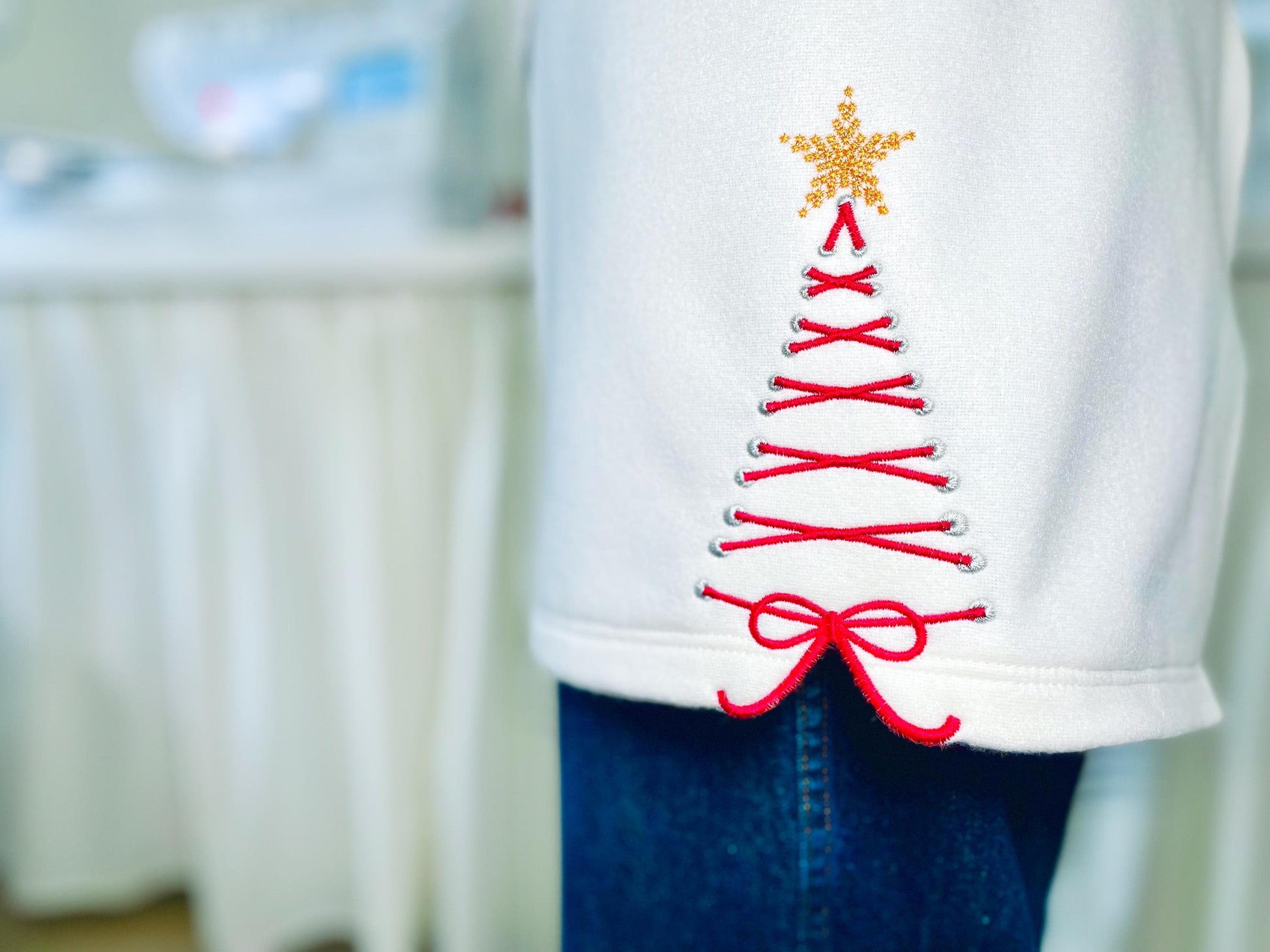 Christmas Lace split side seam cutout girly side bow machine embroidery designs kids girls t-shirt sweatshirt embroidery multiple sizes