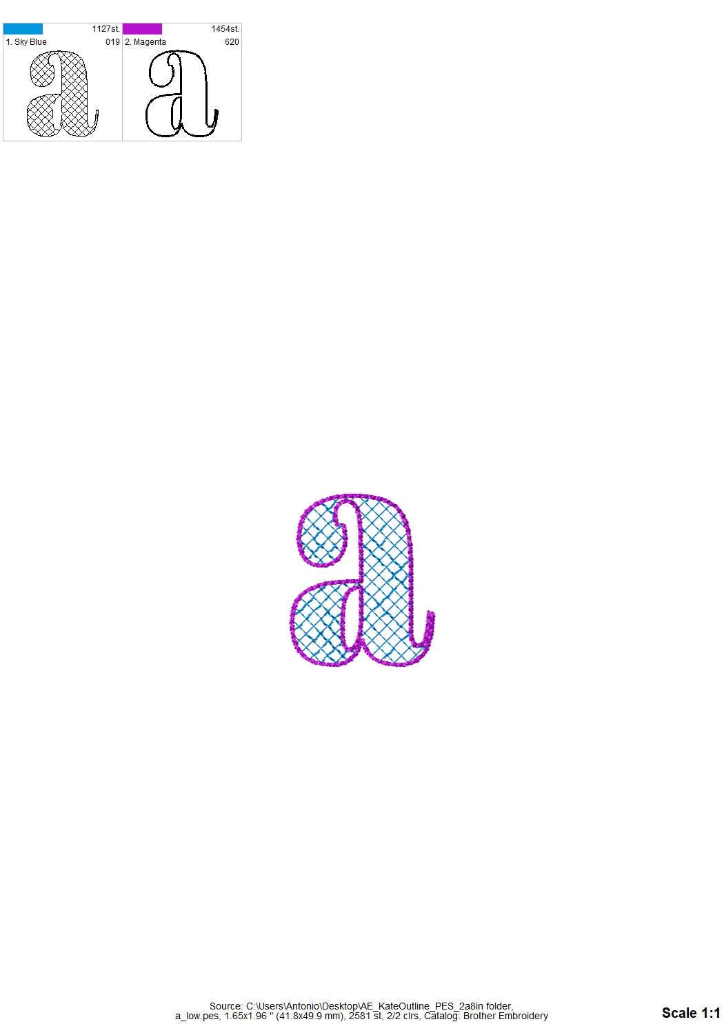 Elegant Font Kate check and outline Block style Font Alphabet Monogram machine embroidery designs many small sizes 0.9 up to 3.5 inch, BX
