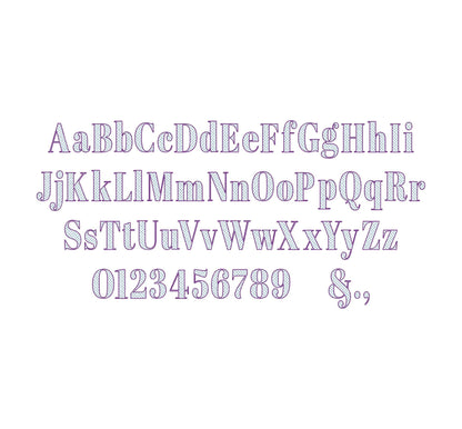 Elegant Font Kate check and outline Block style Font Alphabet Monogram machine embroidery designs many small sizes 0.9 up to 3.5 inch, BX