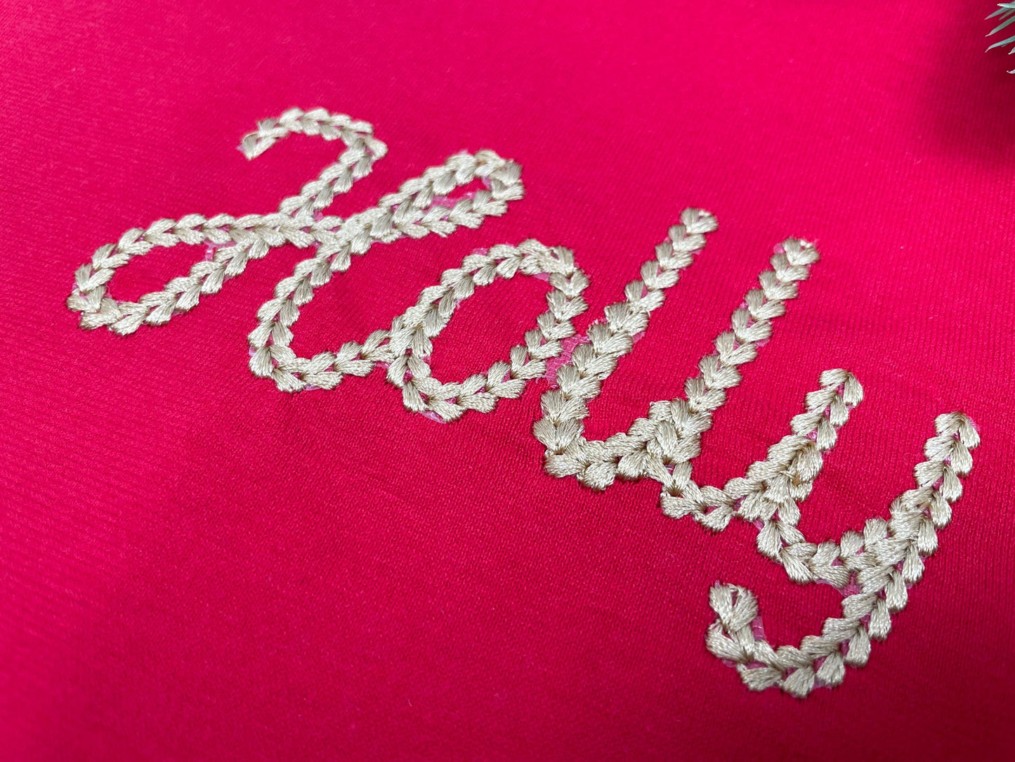 Extra Bold Chain stitch FONT Petit handwritten script alphabet monogram machine embroidery designs knit sweater effect