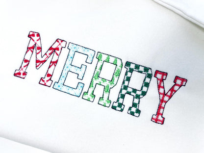 Christmas SET of 5 Patterned Fonts Bow Checks Ricrac Knit Trees Monogram Alphabet machine embroidery designs many sizes combine and merge