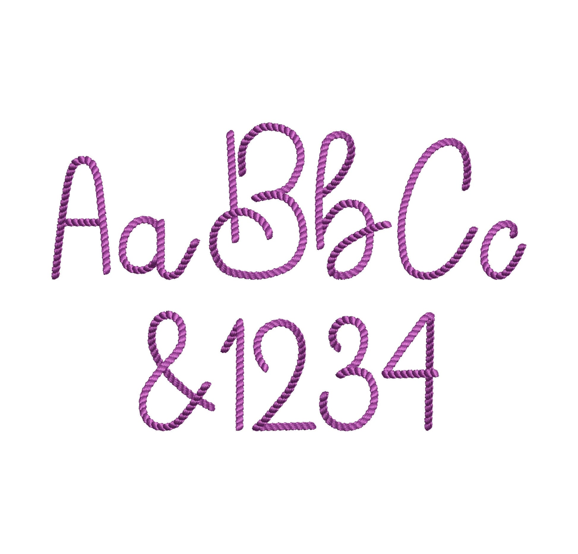 Mini Thin Rope stitch FONT Cowboy lasso textured Alphabet Monogram Machine Embroidery Designs handwritten script