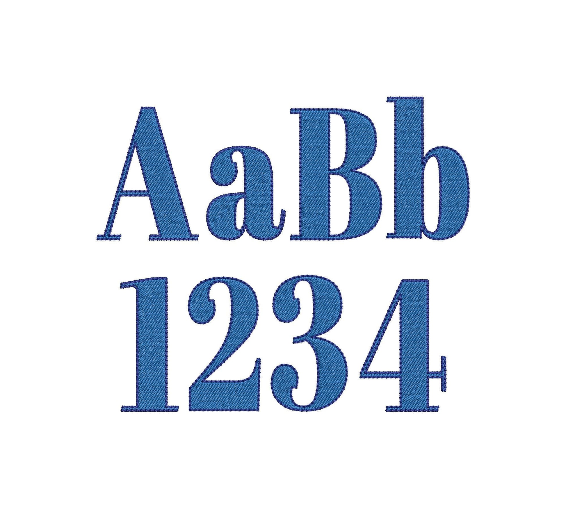 Elegant Font Kate fill stitch and outline Block Font Alphabet Monogram machine embroidery designs many sizes 0.9 up to 3.5 inch and BX