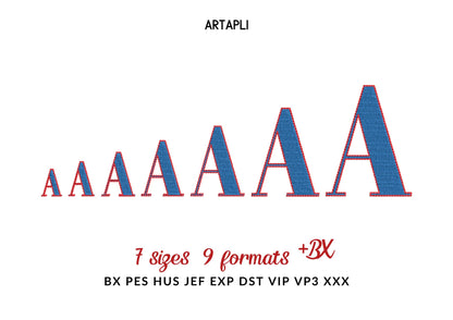 Elegant Font Kate fill stitch and outline Block Font Alphabet Monogram machine embroidery designs many sizes 0.9 up to 3.5 inch and BX