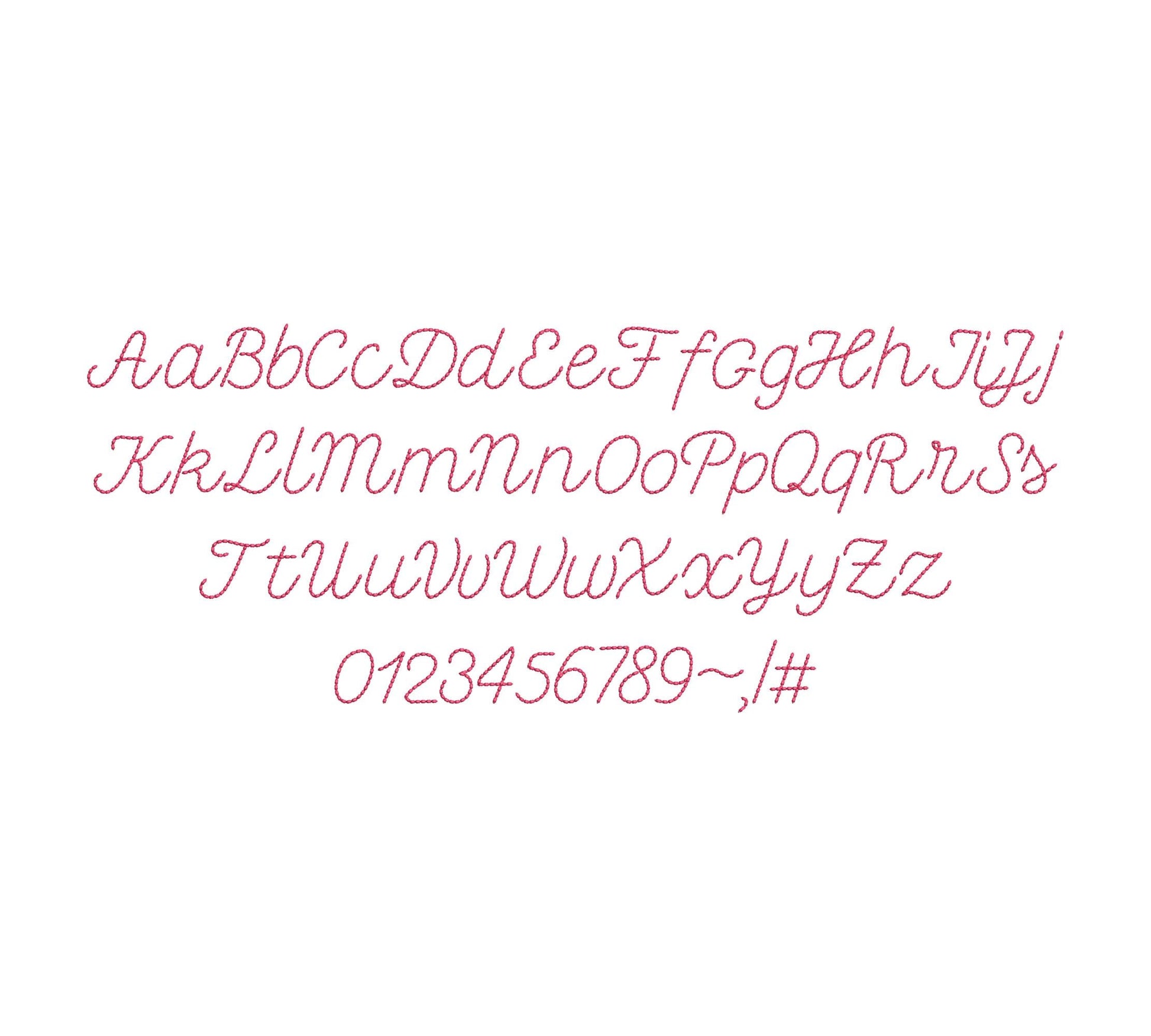 Hand stitch effect Font Petite machine embroidery designs script handwritten Alphabet Monogram kids name Font sizes 0.8 up to 2.3 inch BX