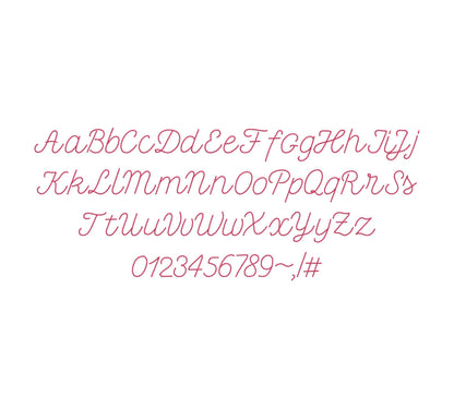 Hand stitch effect Font Petite machine embroidery designs script handwritten Alphabet Monogram kids name Font sizes 0.8 up to 2.3 inch BX