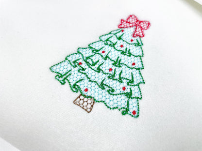 MINI Festive Christmas Tree with Bow awesome Lace Effect and Ruffle machine embroidery designs for hoop 4a4 and 5x7 sweet home decoration