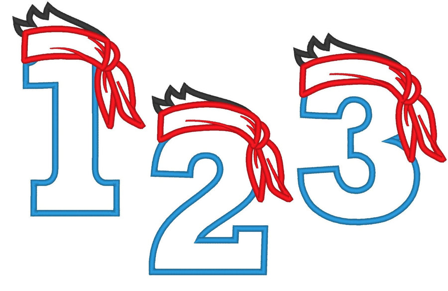 Pirate Birthday Numbers SET 1-9 machine Applique Embroidery 4" 4.5" 5" 5.5" 7" | PES DST JEF | Artapli
