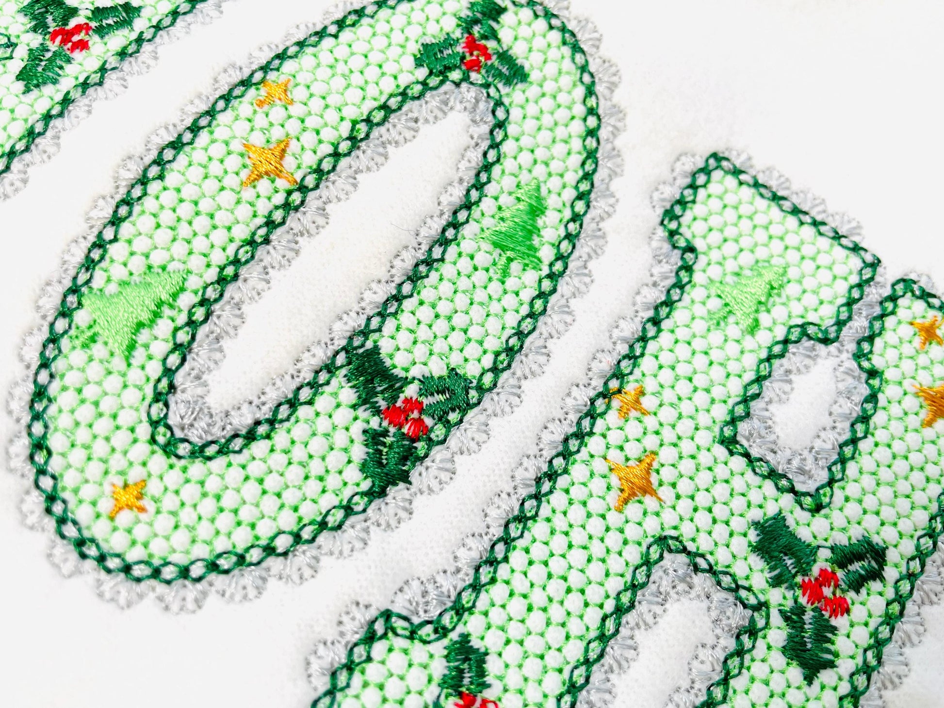 Lace Edge Christmas Floral FONT lace patterned Alphabet Monogram Holiday Festive machine embroidery designs sizes 2.9 up to 3.7 inch, BX