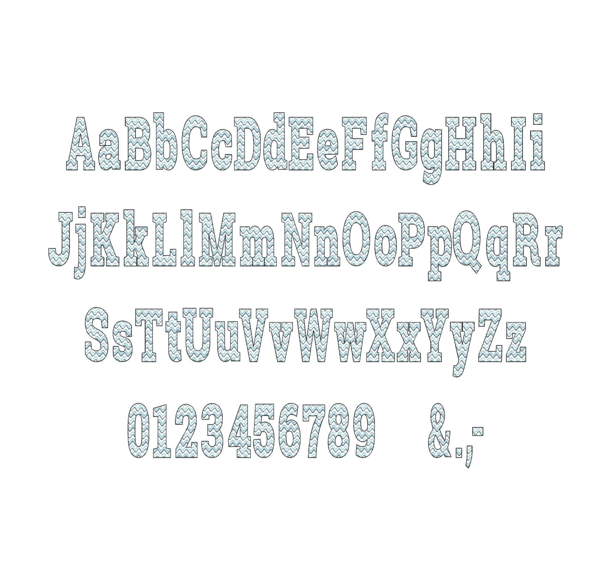 Christmas SET of 5 Patterned Fonts Bow Checks Ricrac Knit Trees Monogram Alphabet machine embroidery designs many sizes combine and merge