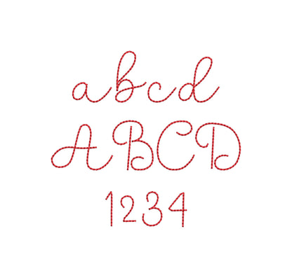 Handwritten script FONT Bunny Bean Alphabet Monogram bean stitch machine embroidery designs letters numbers assorted sizes 1 to 1.9 inch BX