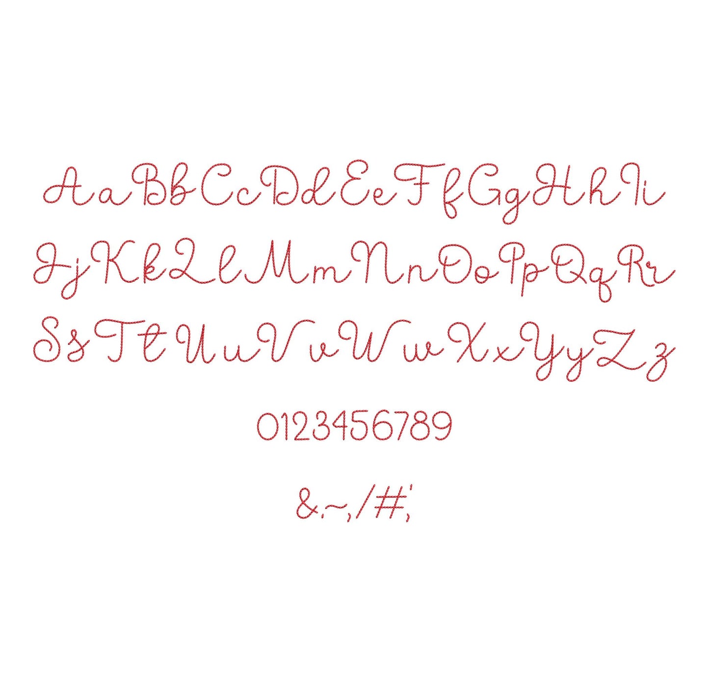 Hand stitch effect FONT ButterScript machine embroidery designs assorted sizes handwritten script alphabet Monogram kids seed stitch and BX