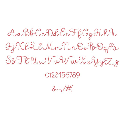 Hand stitch effect FONT ButterScript machine embroidery designs assorted sizes handwritten script alphabet Monogram kids seed stitch and BX