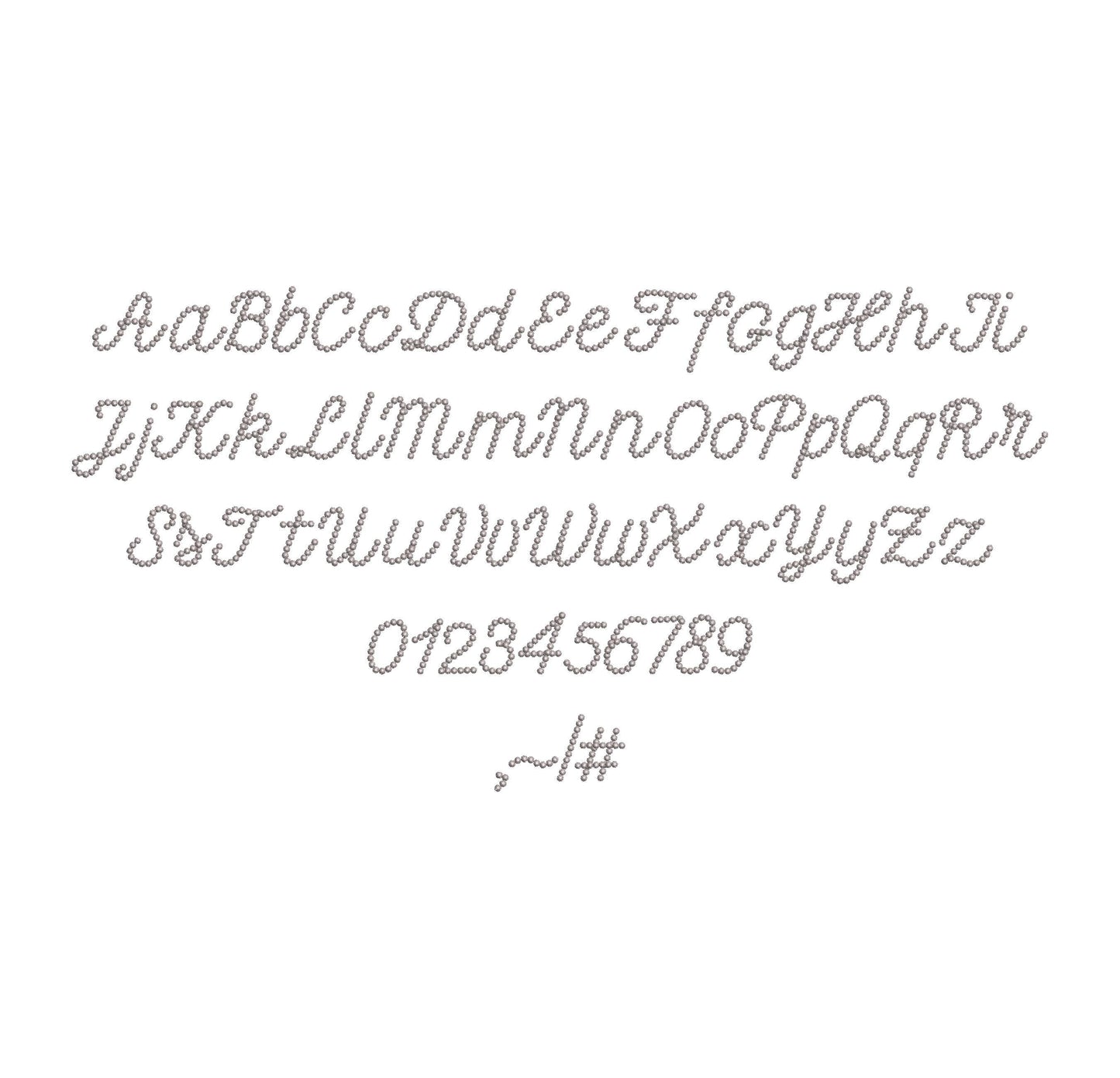 Petit Pearl FONT handwritten script Alphabet Monogram pearl stitch machine embroidery designs kids girls name mini sizes 0.9 up to 1.6 inch