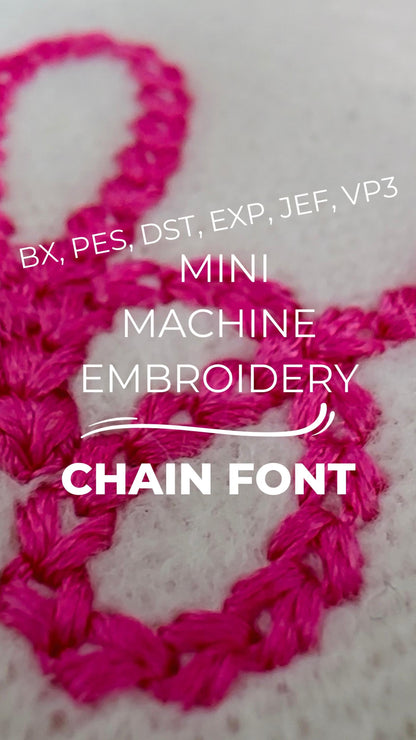 Extra Bold Tiny Chain FONT Bubbly machine embroidery designs mini sizes for kids baby names handwritten script alphabet