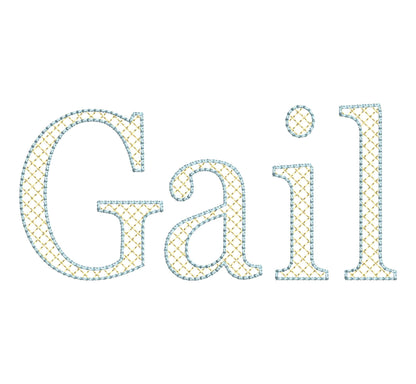 Elegant Diamond FONT Gail quilt and bean stitch outline varsity block Alphabet Monogram machine embroidery designs sizes 1.6 up to 3.4 inch