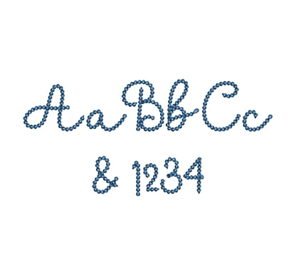Extra Bold Tiny Chain FONT Bubbly machine embroidery designs mini sizes for kids baby names handwritten script alphabet
