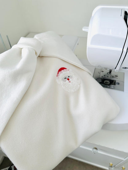 Fringed Fluffy Beard Santa Claus Face Christmas Theme Santa Machine Embroidery Designs Fur Fuzzy Chenille Design Mini Sizes