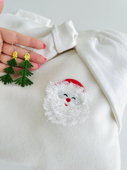 Fringed Fluffy Beard Santa Claus Face Christmas Theme Santa Machine Embroidery Designs Fur Fuzzy Chenille Design Mini Sizes