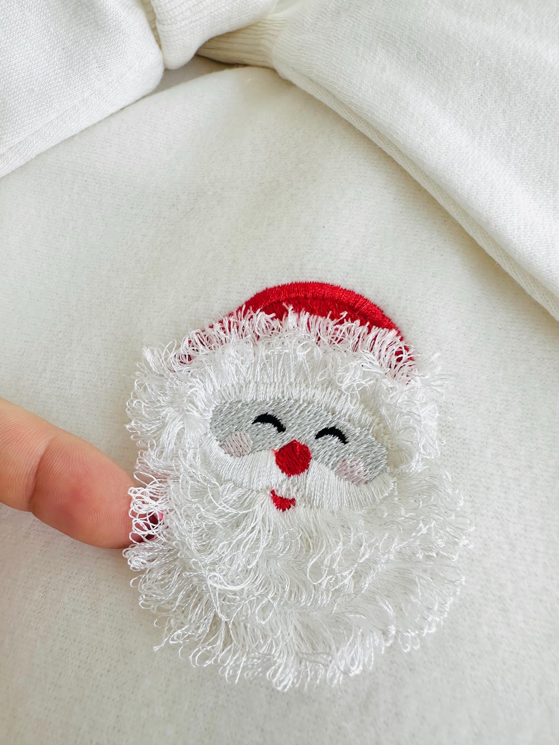 Fringed Fluffy Beard Santa Claus Face Christmas Theme Santa Machine Embroidery Designs Fur Fuzzy Chenille Design Mini Sizes