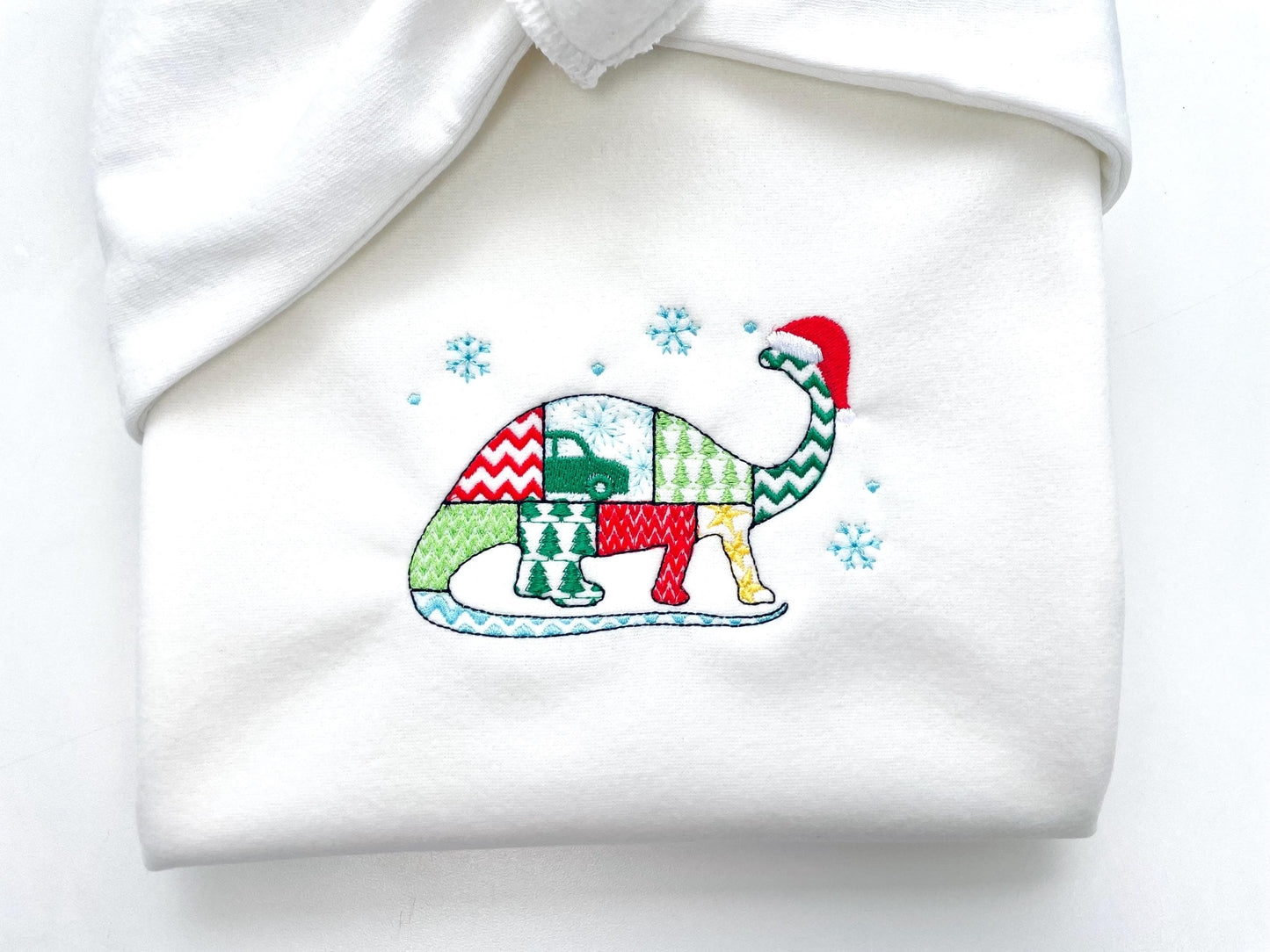 Christmas Apatosaurus Kiwi Jurassic Dinosaur Patchwork patterned silhouette outline kids machine embroidery designs