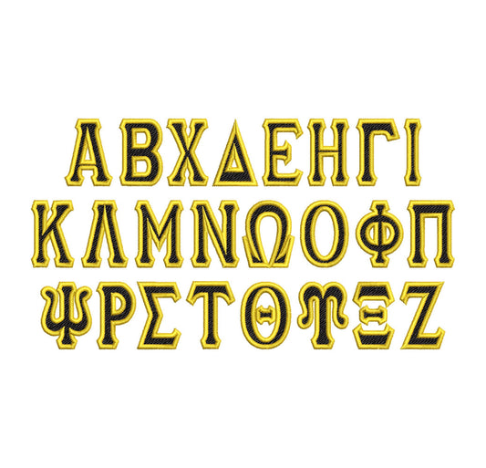 Tall Mini Greek FONT fill stitch and outline sizes 0.8 up to 1.6 inch Alphabet Monogram sororities fraternities machine embroidery designs