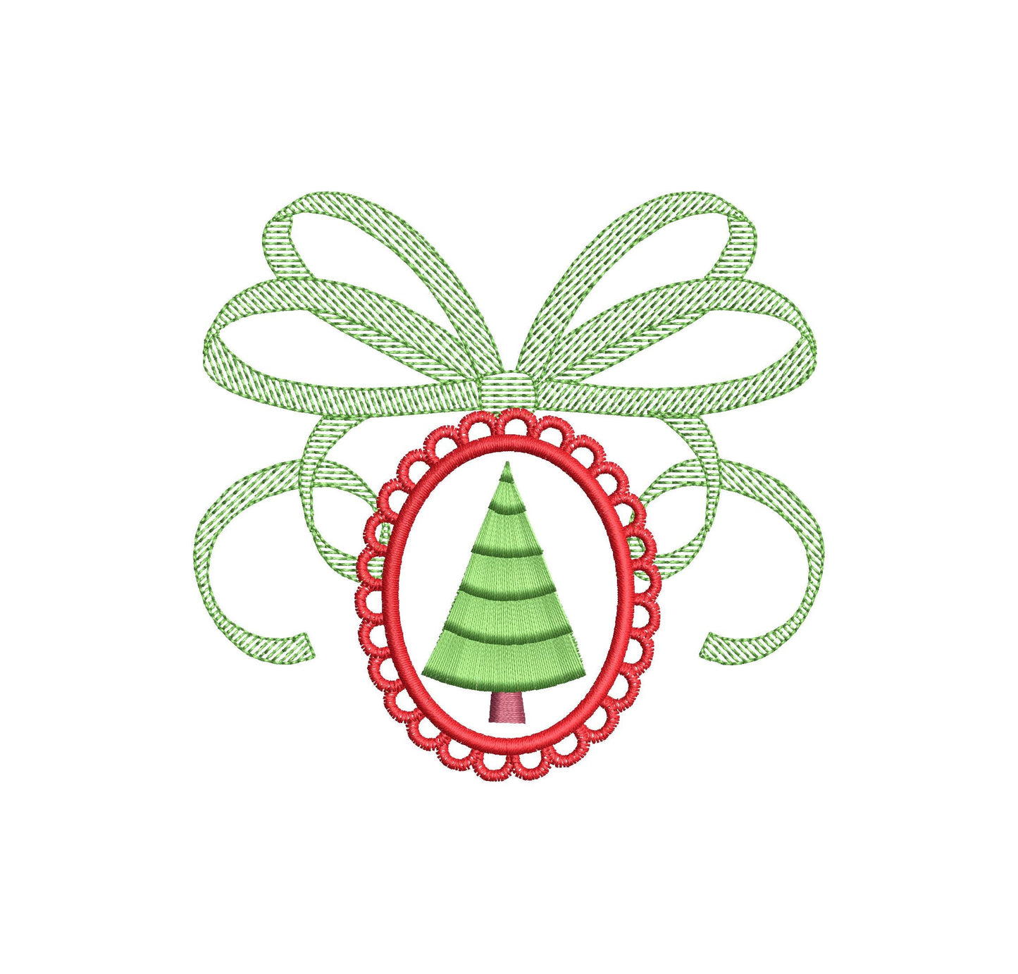 Fringed Fluffy Festive Christmas Tree in Lace Frame With Bow Fringe Chenille Pine Tree Cameo Machine Embroidery Designs Sizes 4 up to 5 Inch - Etsy