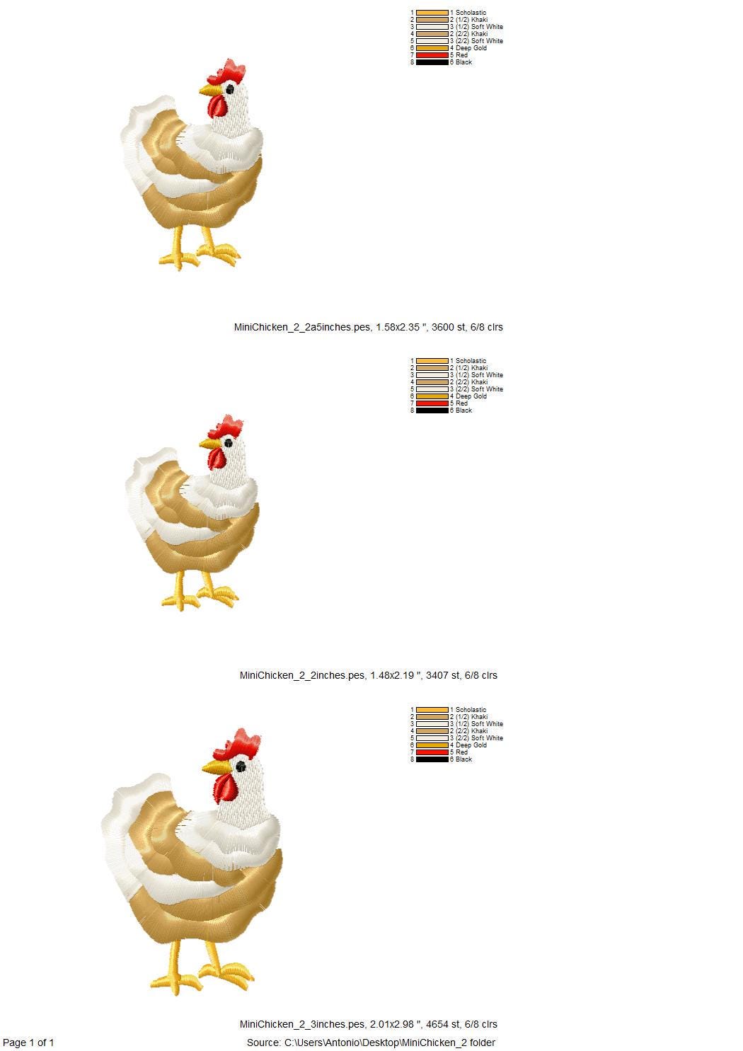 Mini Chicken Fringed Fluffy Chenille Farm Bird Machine Embroidery Designs